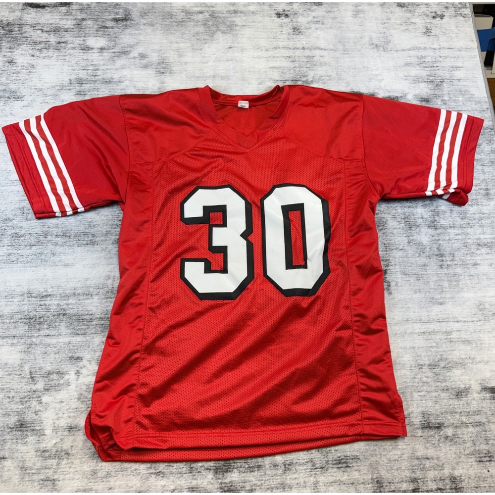 George Odum Signed San Francisco 49ers Style Jersey Beckett Witnessed XL Red 30